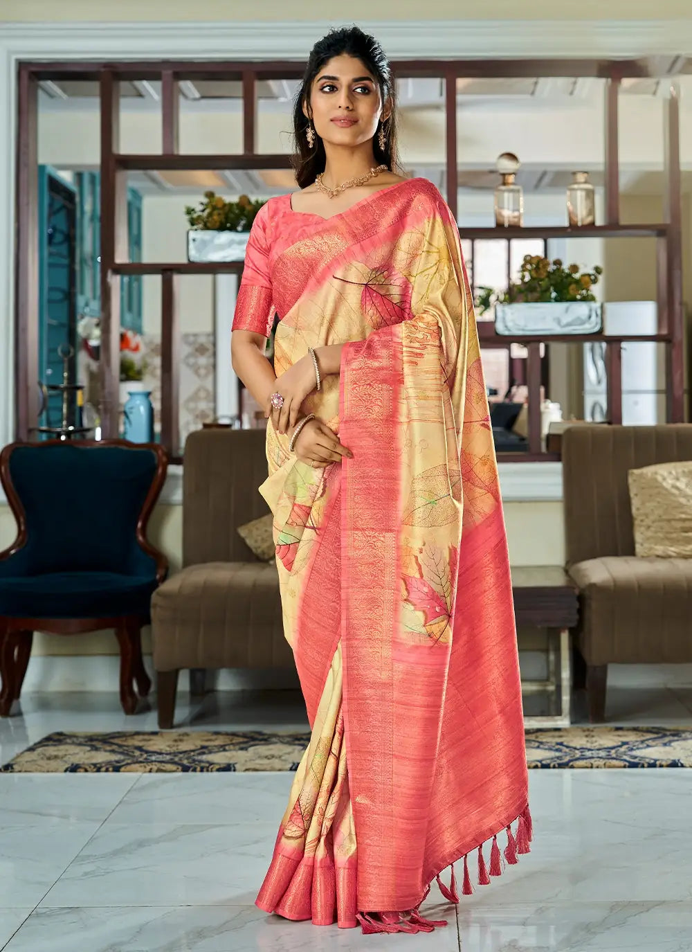 Handloom Kotha Silk Saree | Designer Weaving & Digital Print for Events