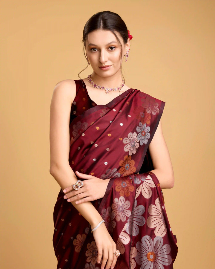 Designer Silk Saree with Jacquard Weaving | Perfect for Weddings & Festive Events