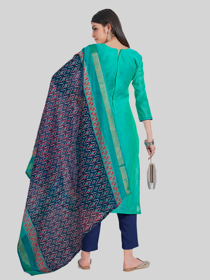 Indian Stylish Chanderi Silk Kurti Set | Embroidery & Digital Prints For Festive Wear