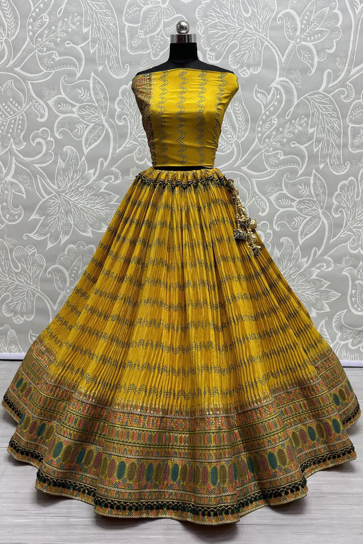 Designer Chinon Lehenga Choli Set | Crushed Design & Embroidery Work for weddings