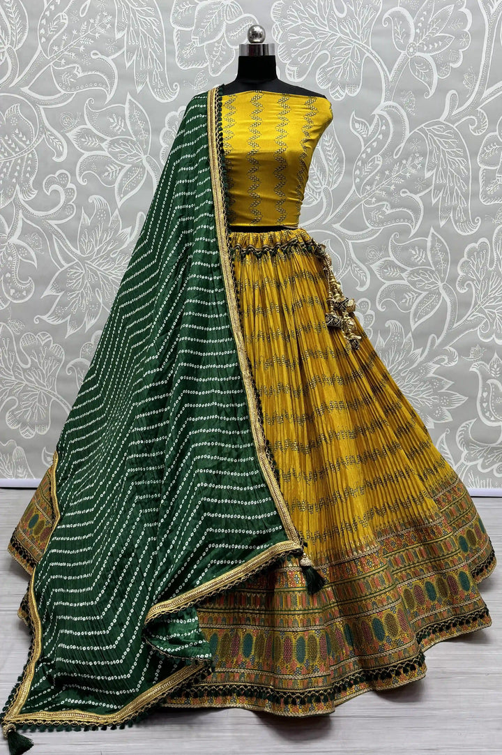 Designer Chinon Lehenga Choli Set | Crushed Design & Embroidery Work for weddings