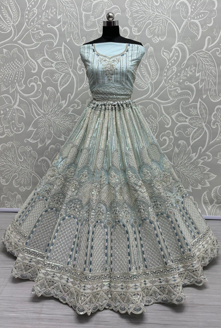Designer Net Lehenga Choli Set | Sequin & Zarkan Diamond Embroidery for weddings