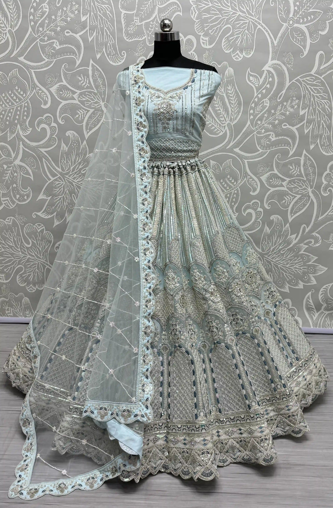 Designer Net Lehenga Choli Set | Sequin & Zarkan Diamond Embroidery for weddings