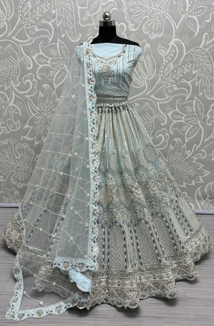 Designer Net Lehenga Choli Set | Sequin & Zarkan Diamond Embroidery for weddings