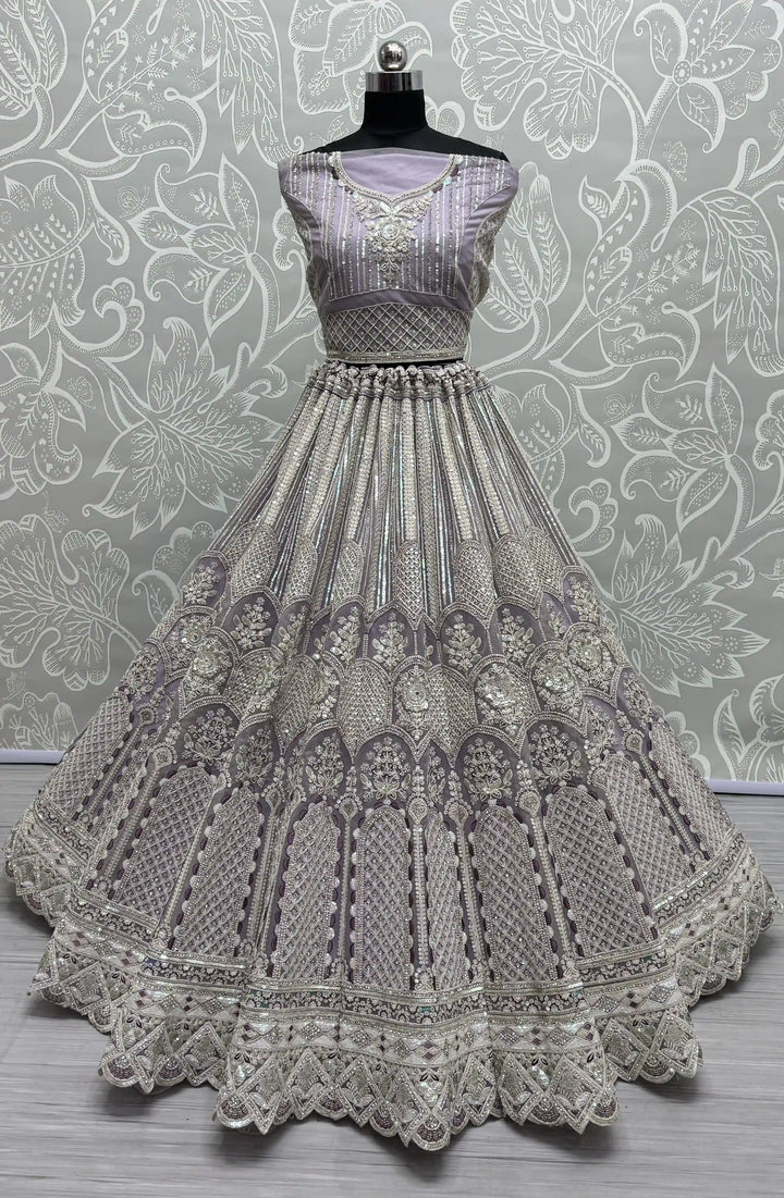 Designer Net Lehenga Choli Set | Sequin & Zarkan Diamond Embroidery for weddings
