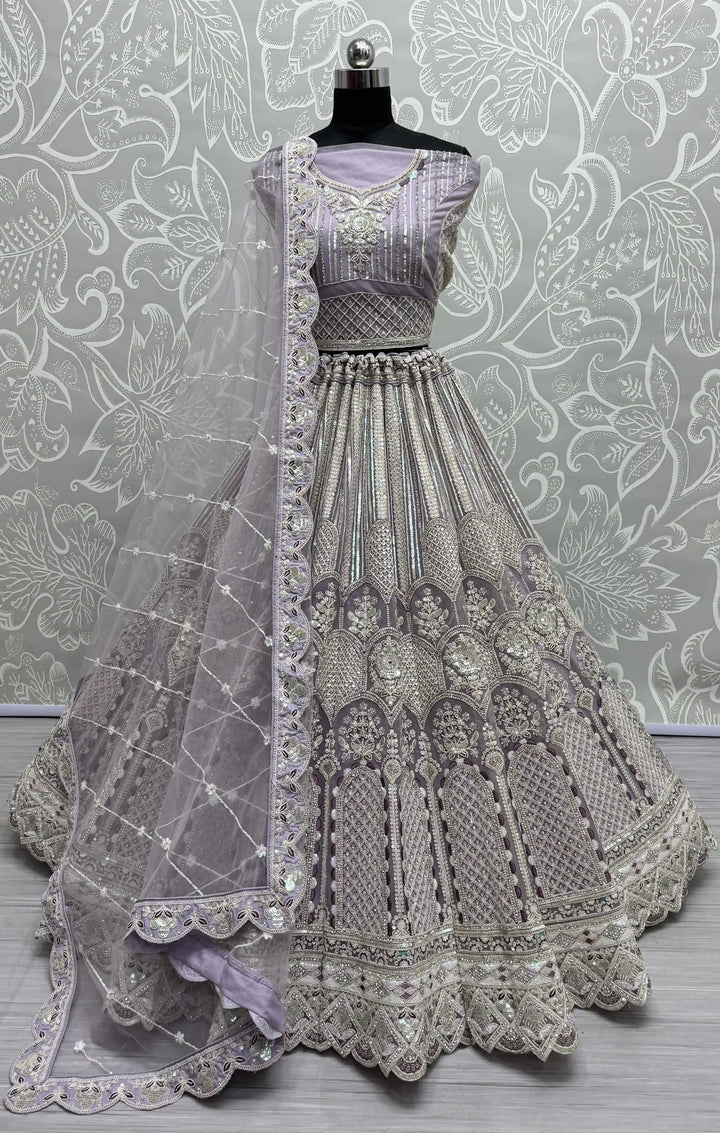 Designer Net Lehenga Choli Set | Sequin & Zarkan Diamond Embroidery for weddings