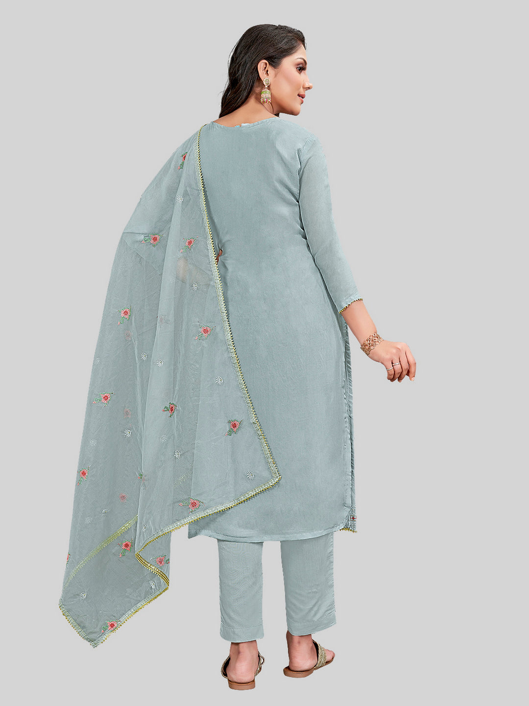 Elegant Designer Salwar Suit | Embroidered Modal Silk Top With Santoon Bottom