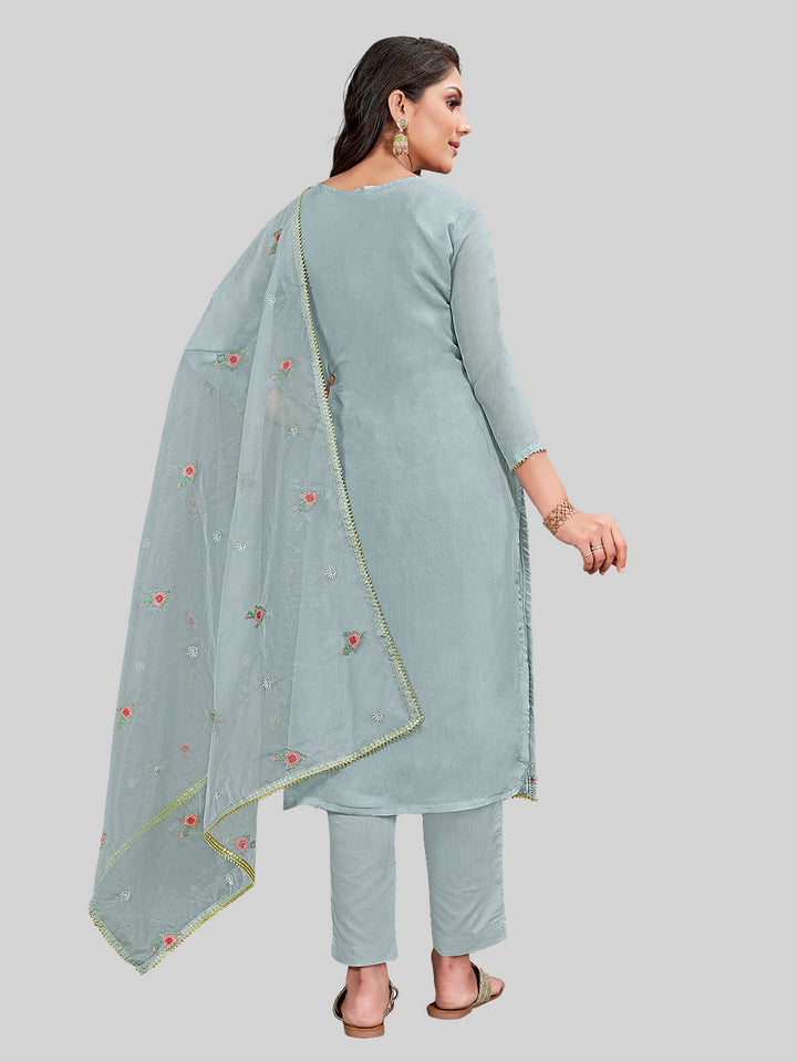 Elegant Designer Salwar Suit | Embroidered Modal Silk Top With Santoon Bottom