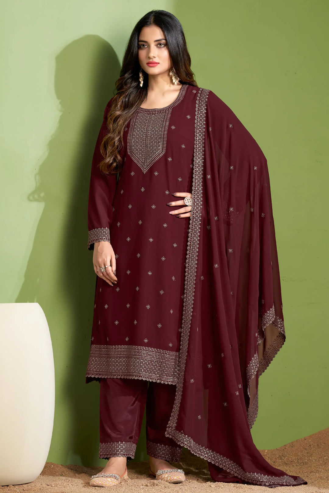 Heavy Designer Embroidery Salwar Suit | Georgette & Santoon Pair