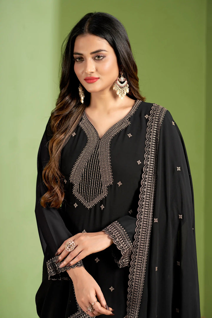 Embroidered Georgette Salwar Suit | Designer Santoon Bottom & Dupatta