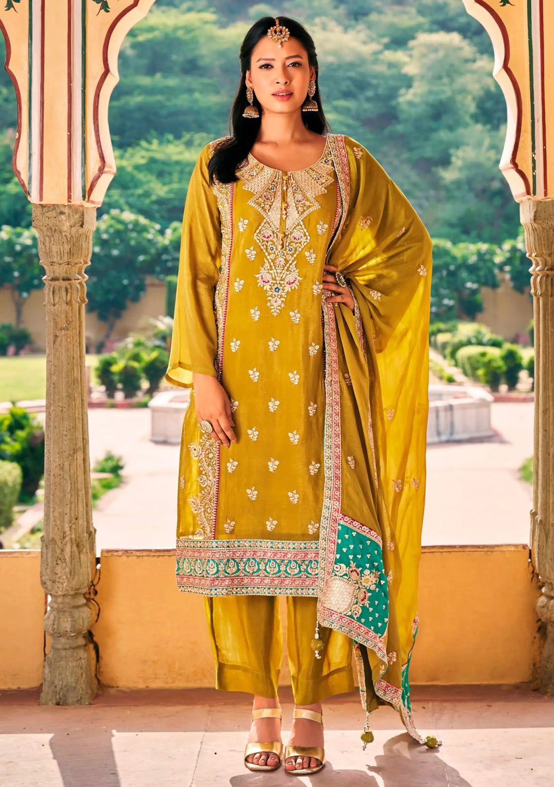 Designer Salwar Suits | Heavy Embroidery Work on Chinon Fabric
