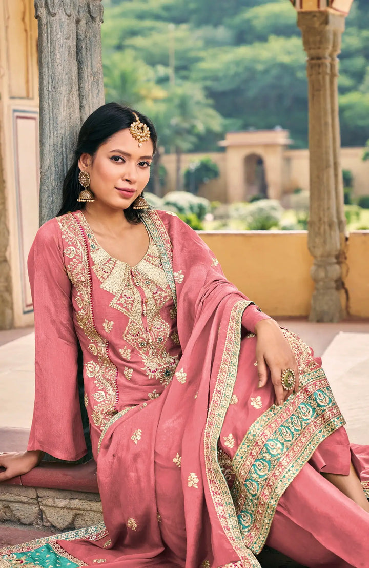 Designer Salwar Suits | Heavy Embroidery Work on Chinon Fabric