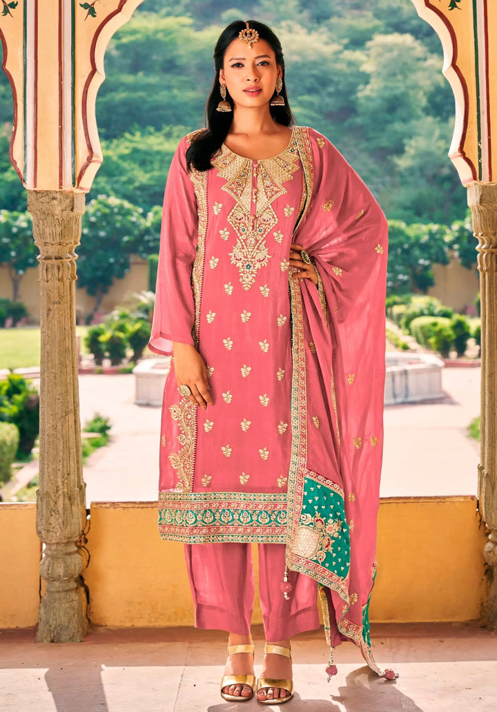 Designer Salwar Suits | Heavy Embroidery Work on Chinon Fabric