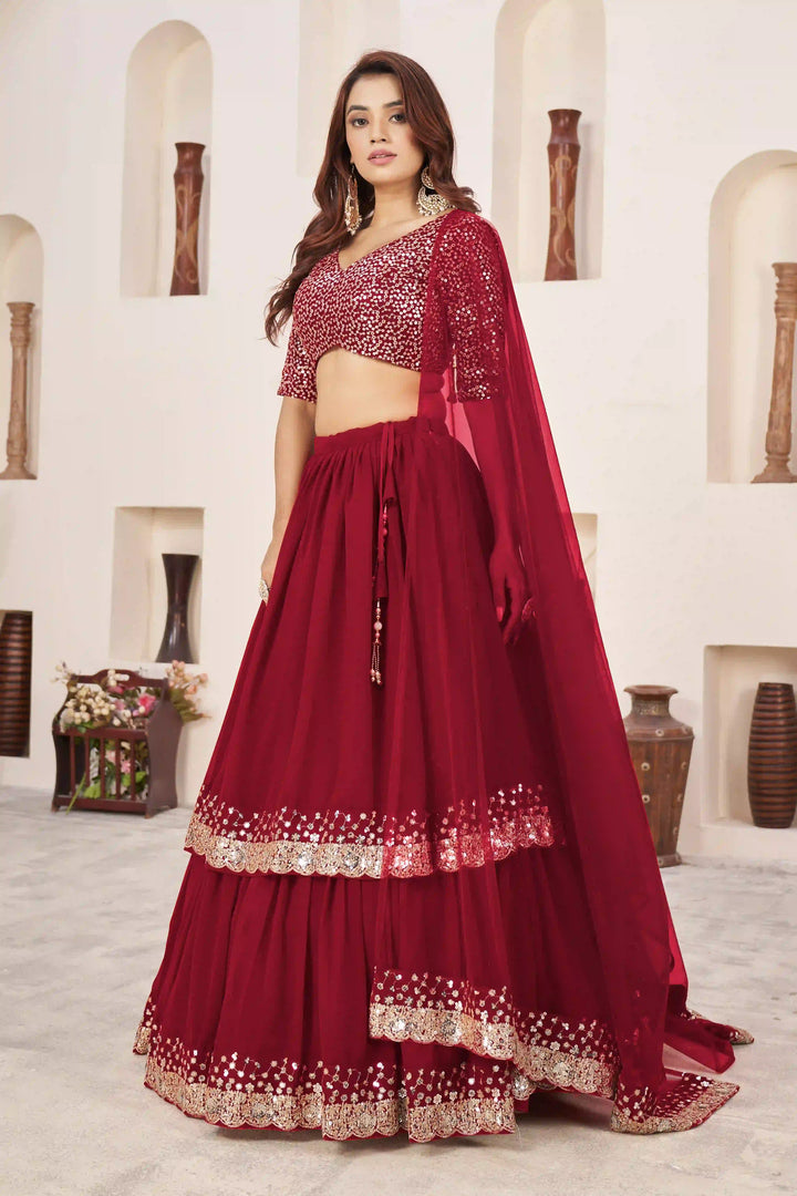 Elegant Georgette Lehenga Choli | Designer Jari, Sequin Embroidery with Soft Net