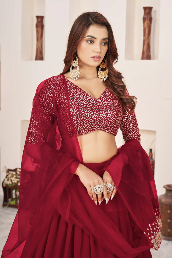 Elegant Georgette Lehenga Choli | Designer Jari, Sequin Embroidery with Soft Net