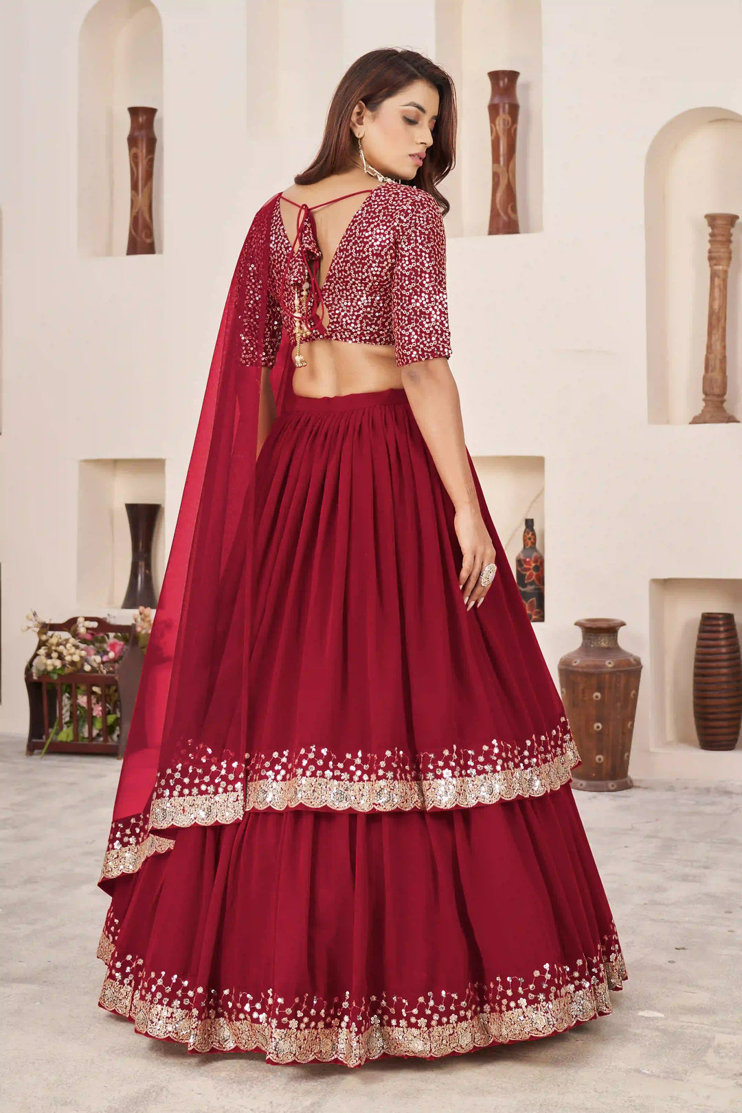 Elegant Georgette Lehenga Choli | Designer Jari, Sequin Embroidery with Soft Net