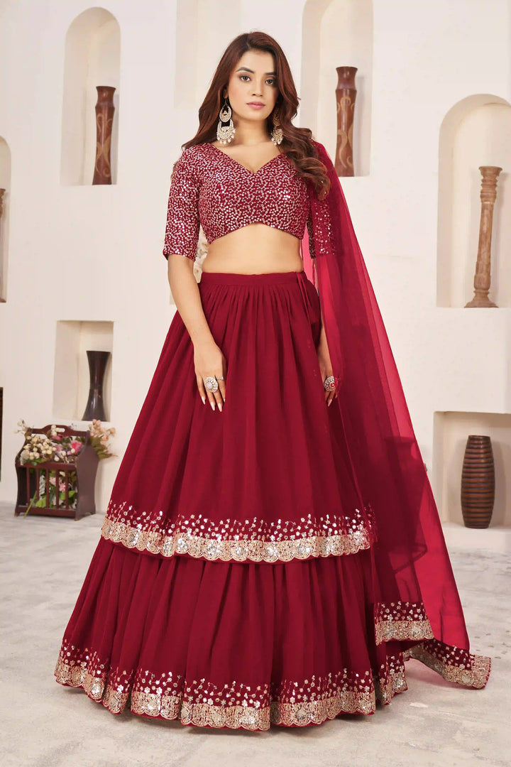 Elegant Georgette Lehenga Choli | Designer Jari, Sequin Embroidery with Soft Net