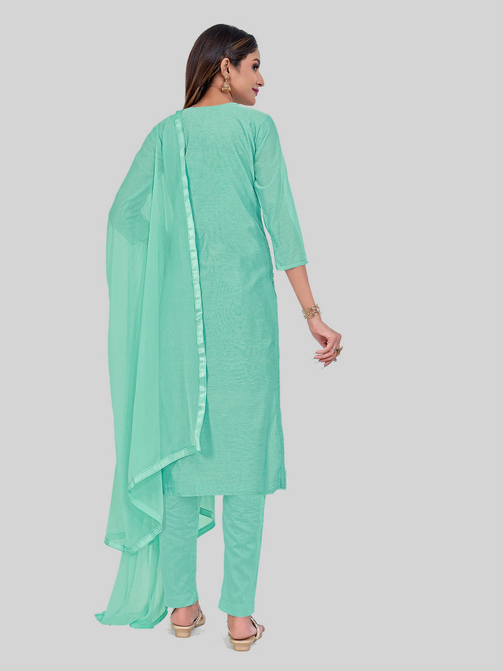 Elegant Chanderi Silk | Designer Thread Embroidery Salwar Suit Set
