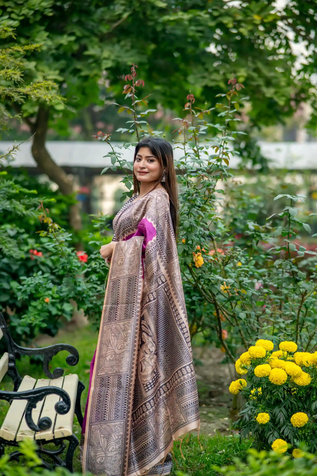 Tussar Silk Madhubani Printed Saree | Perfect for Weddings & Special Events
