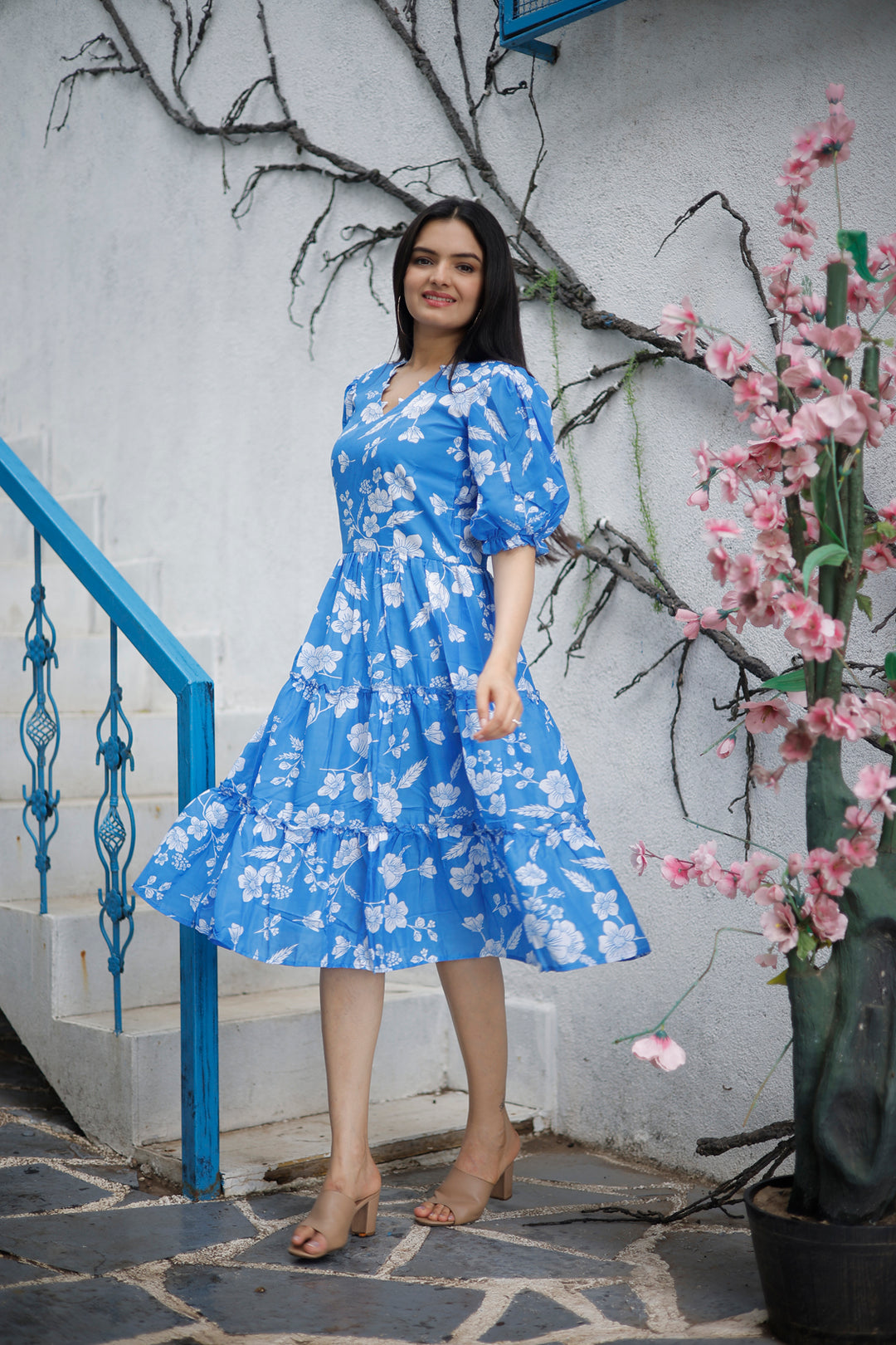 Blue Muslin Kurti for Women | Designer Digital Printed Readymade Short Kurti