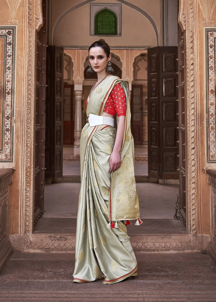 Satin-Silk Wedding Saree | Designer Weaving Jari for Special Events