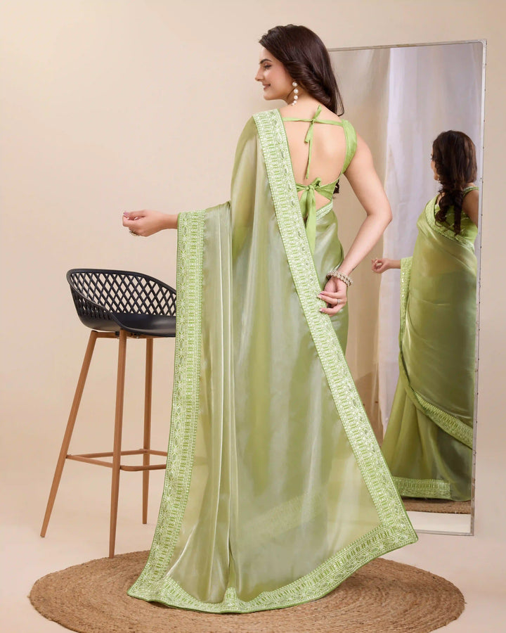Heavy Designer Embroidered Jimmy Chau Silk Saree | Perfect for Weddings & Festive Occasions