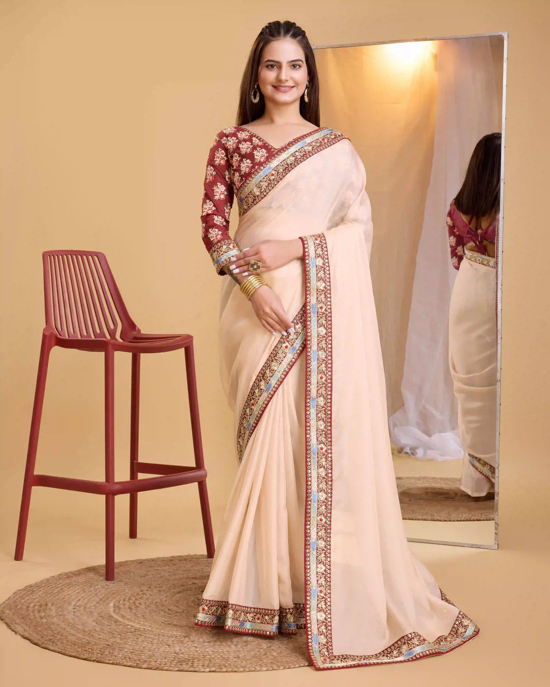 Heavy Designer Embroidery Organza Saree | Art-Silk Blouse for Special Events