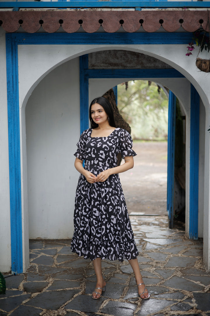 Black Georgette Kurti for Women | Elegant Digital Printed Ethnic Kurta