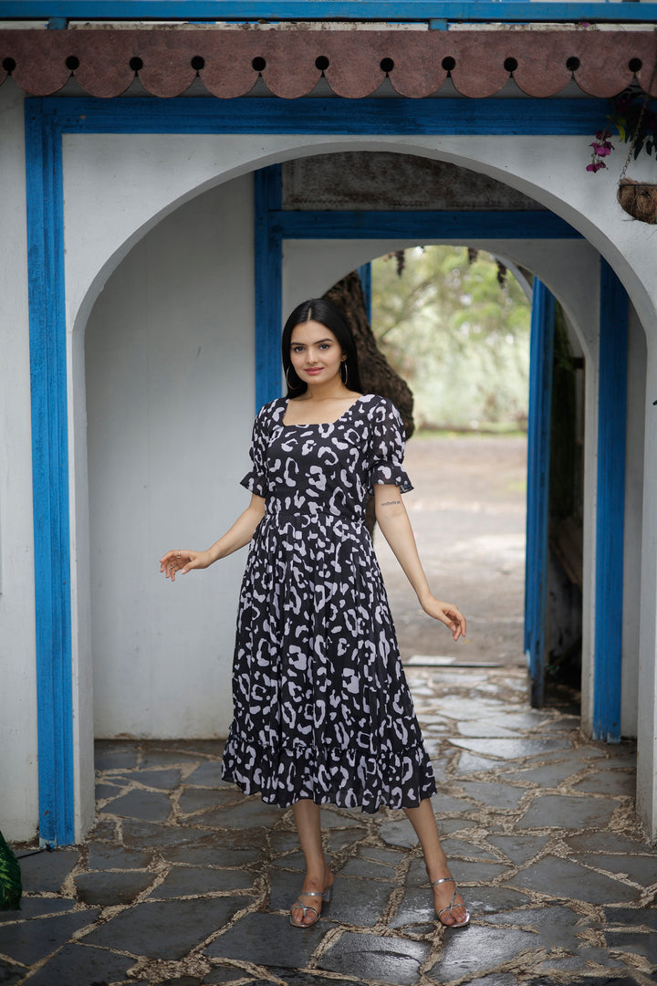Black Georgette Kurti for Women | Elegant Digital Printed Ethnic Kurta