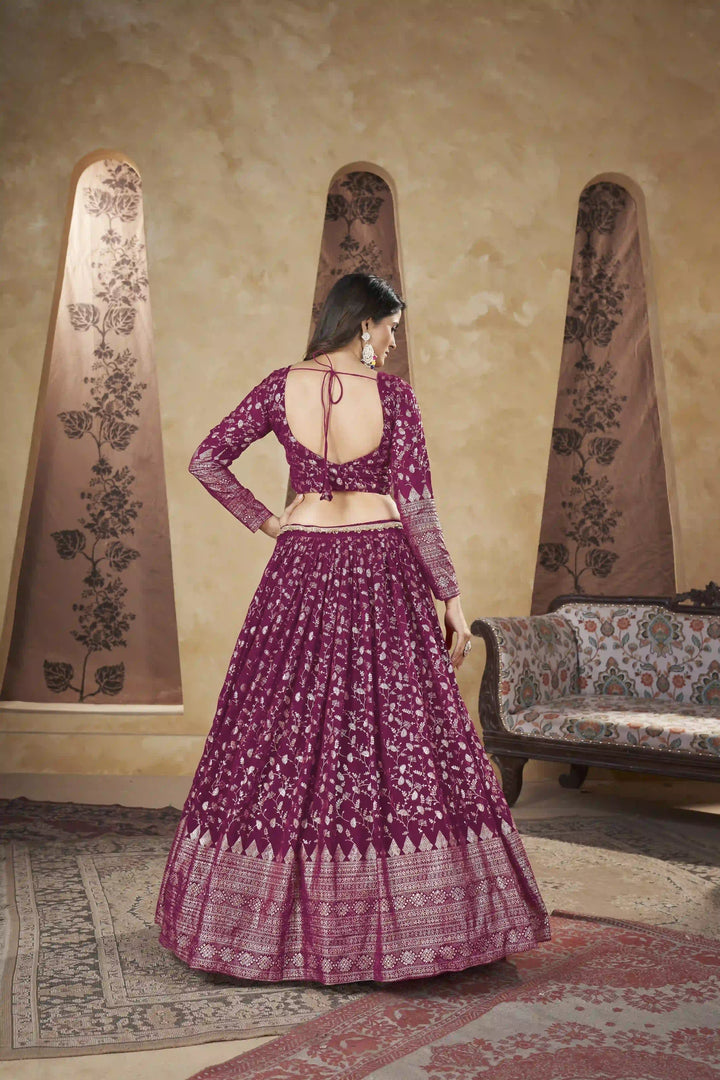 Georgette Foil-Printed Lehenga | Elegant Floral Design for Weddings & Events