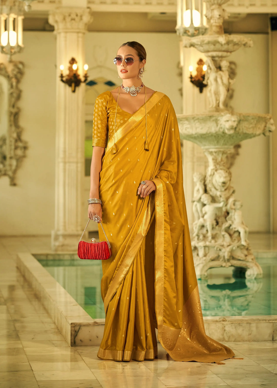 Exquisite Satin Silk Saree with | A Stylish and Sophisticated Choice