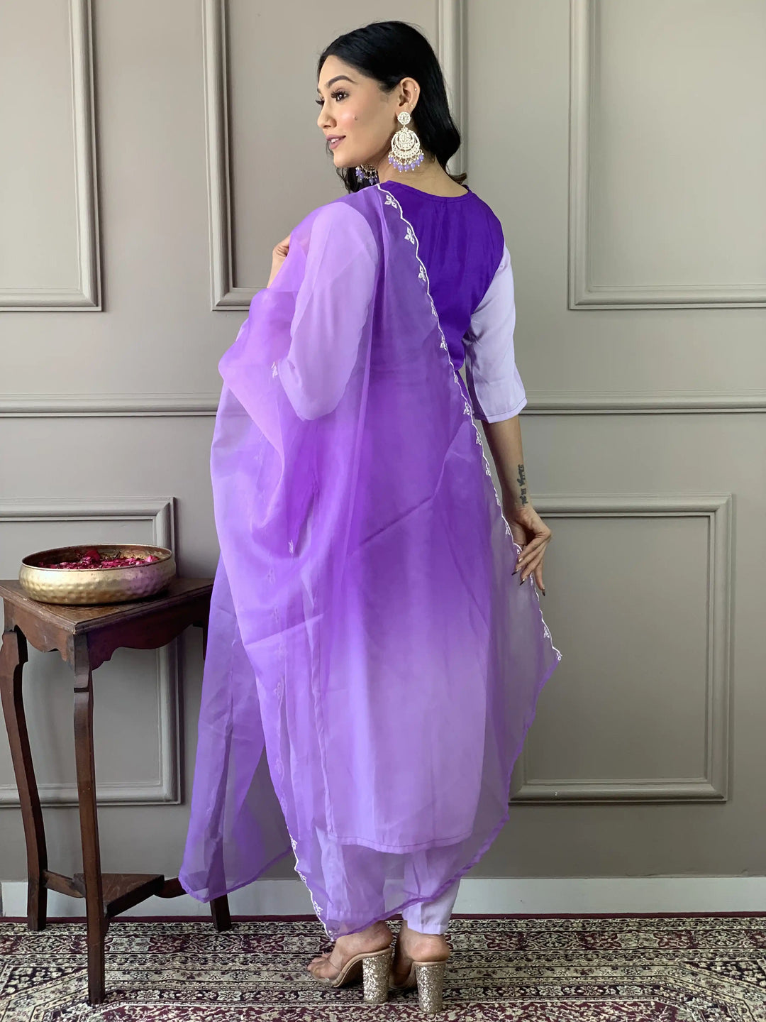 Elegant Muslin Top with Rayon Bottom | Viscose Tabby Dupatta Set