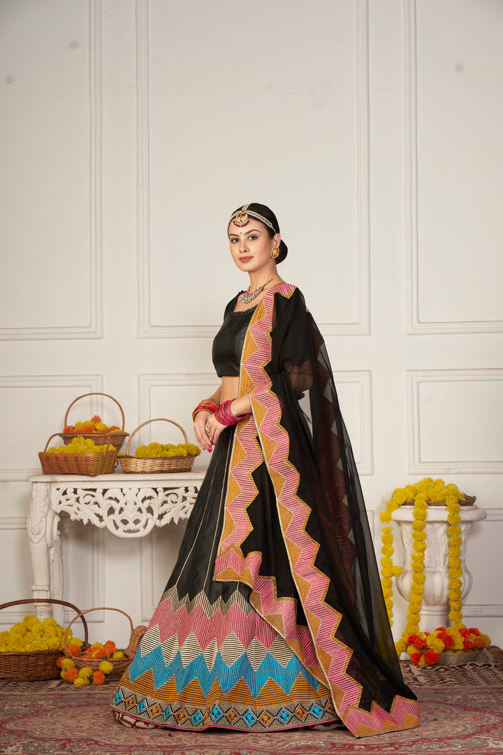 Designer Embroidered Tafetta Silk Lehenga | Perfect for Weddings & Events