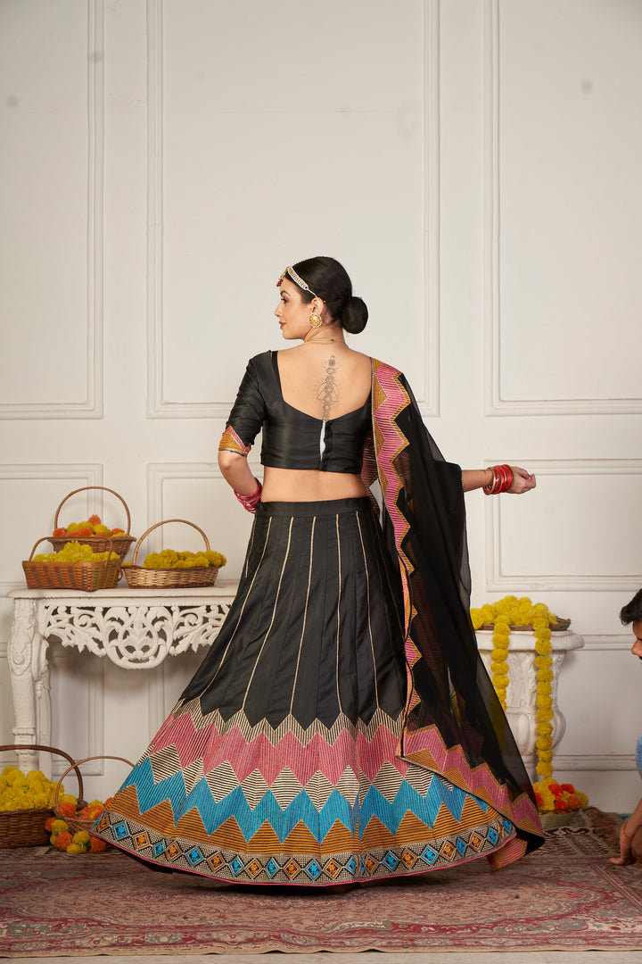 Designer Embroidered Tafetta Silk Lehenga | Perfect for Weddings & Events