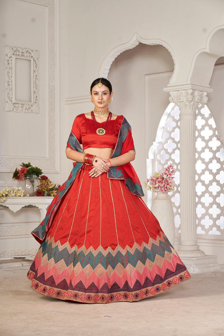 Designer Embroidered Tafetta Silk Lehenga | Perfect for Weddings & Events