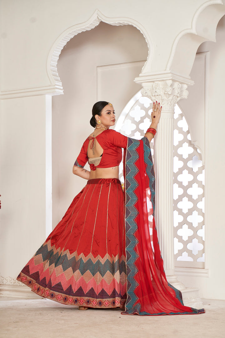 Designer Embroidered Tafetta Silk Lehenga | Perfect for Weddings & Events