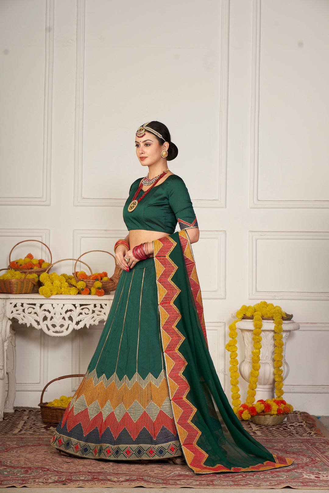 Designer Embroidered Tafetta Silk Lehenga | Perfect for Weddings & Events