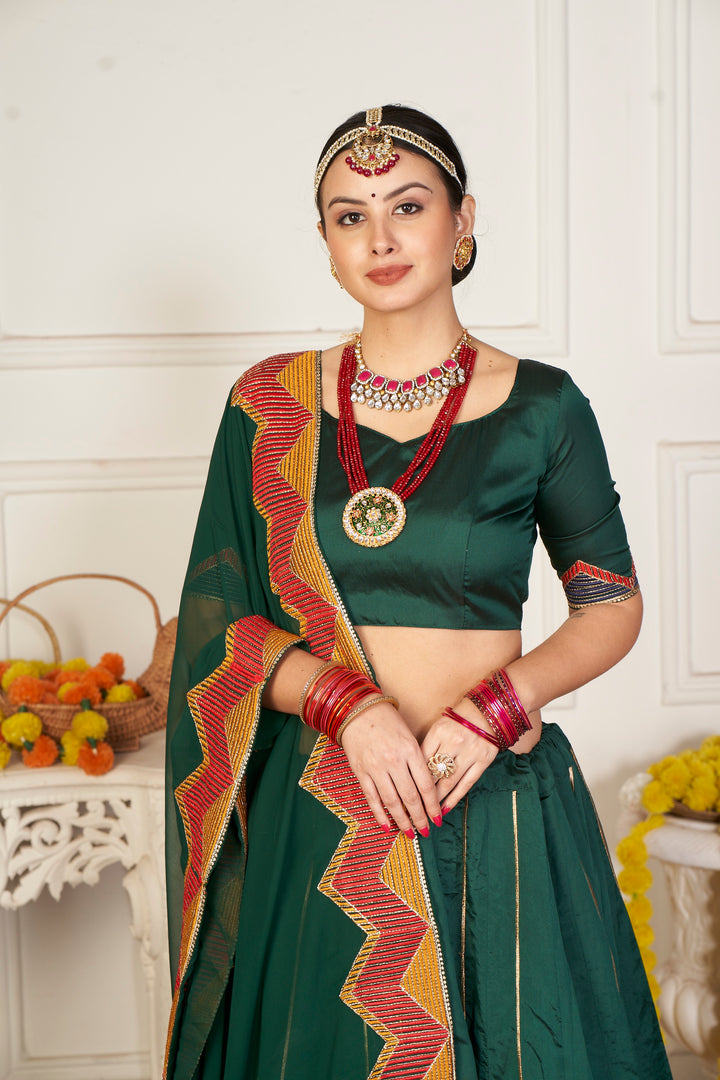 Designer Embroidered Tafetta Silk Lehenga | Perfect for Weddings & Events