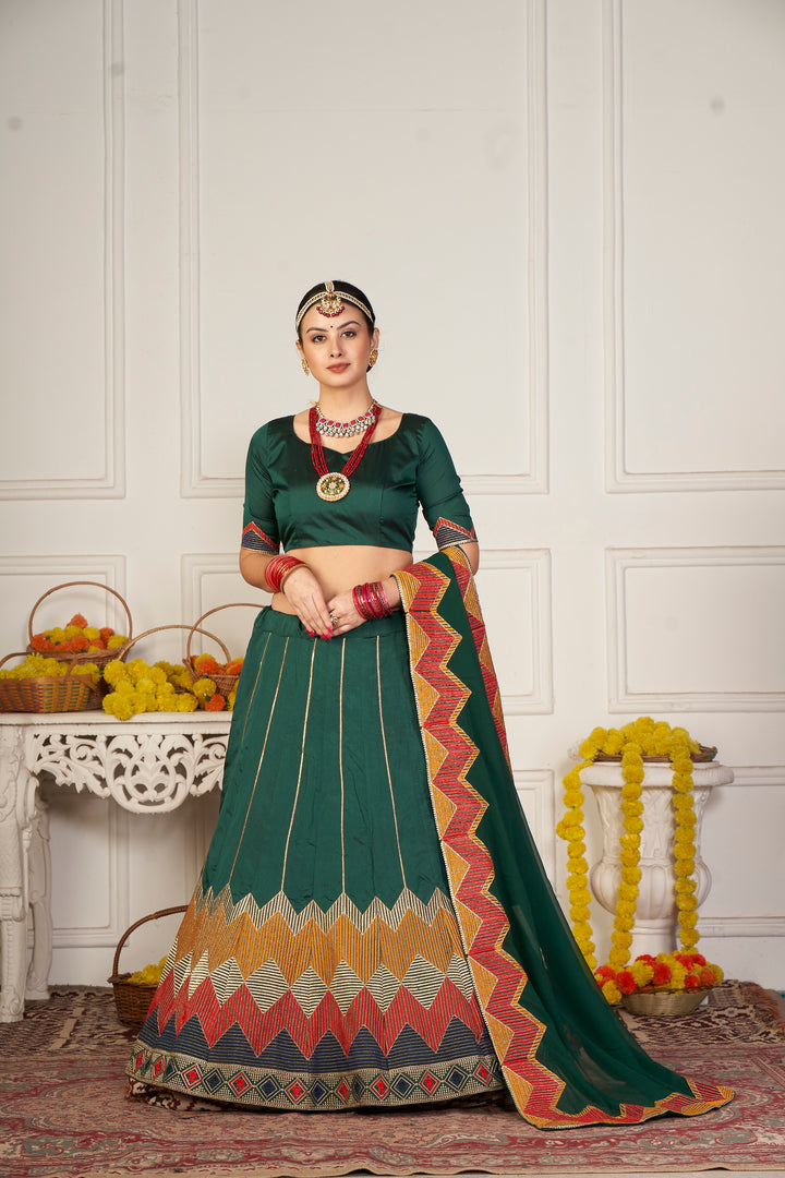 Designer Embroidered Tafetta Silk Lehenga | Perfect for Weddings & Events