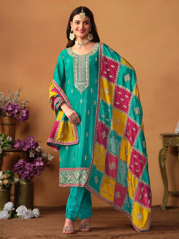 Elegant Party Wear Salwar Suit | Designer Embroidered Set with Dupatta