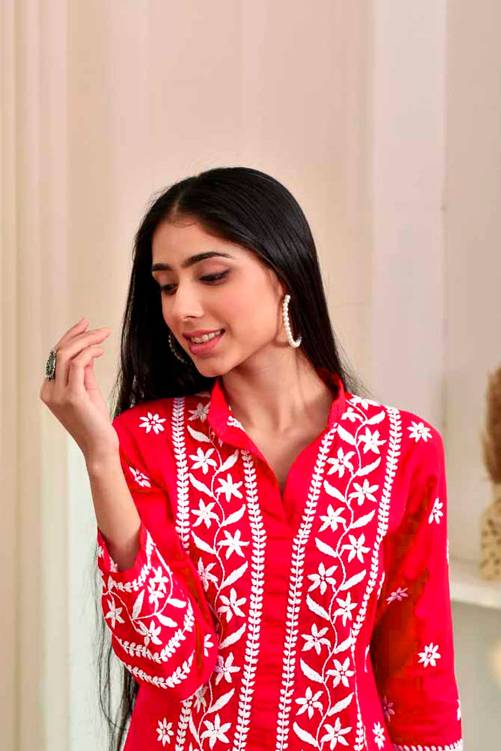 Chikankari Embroidered Rayon Kurti for Women | Stylish Indian Ethnic Wear