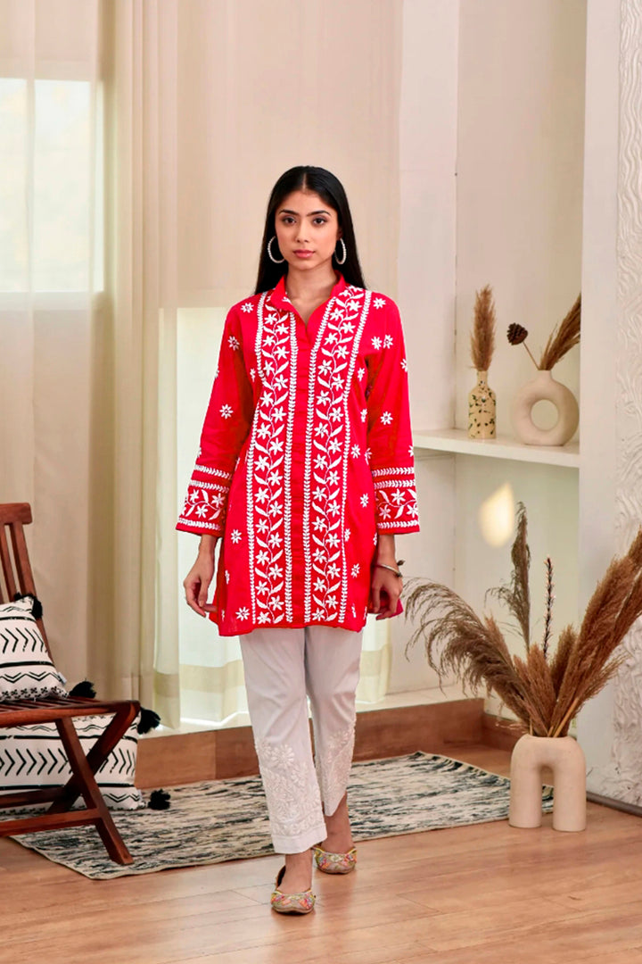 Chikankari Embroidered Rayon Kurti for Women | Stylish Indian Ethnic Wear