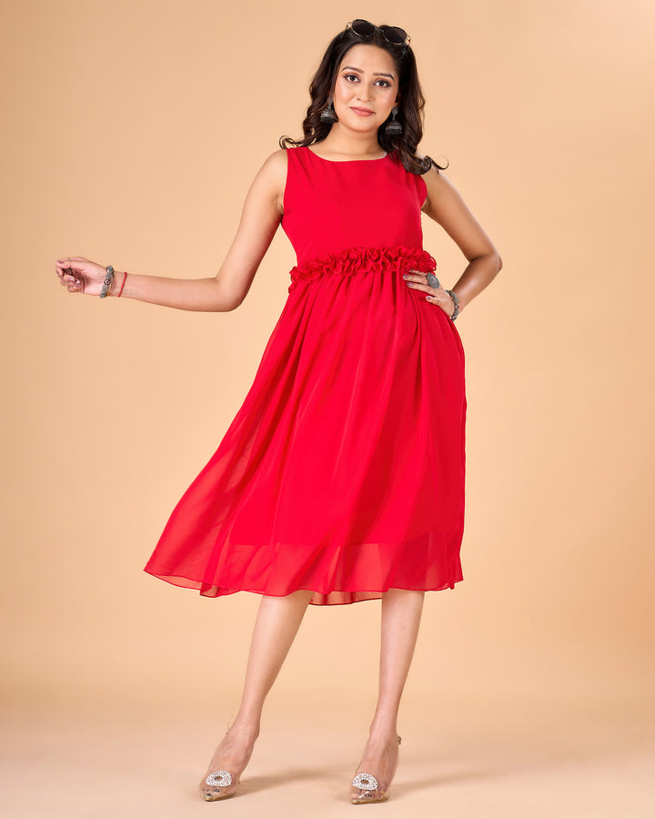 Designer Georgette Red Kurti for Women | Handcrafted Indian Ethnic Wear