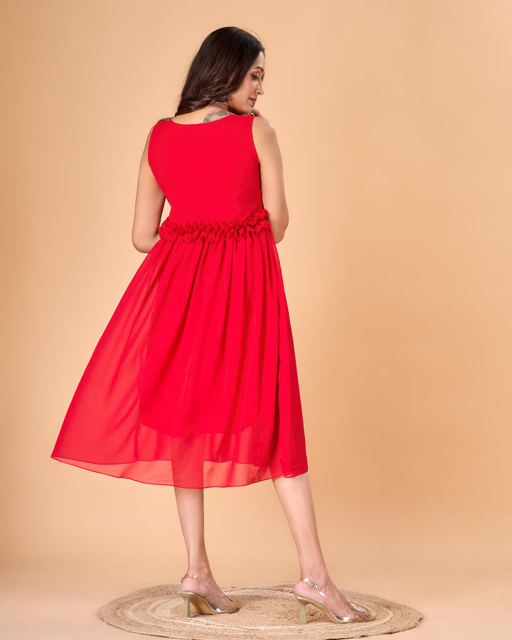 Designer Georgette Red Kurti for Women | Handcrafted Indian Ethnic Wear
