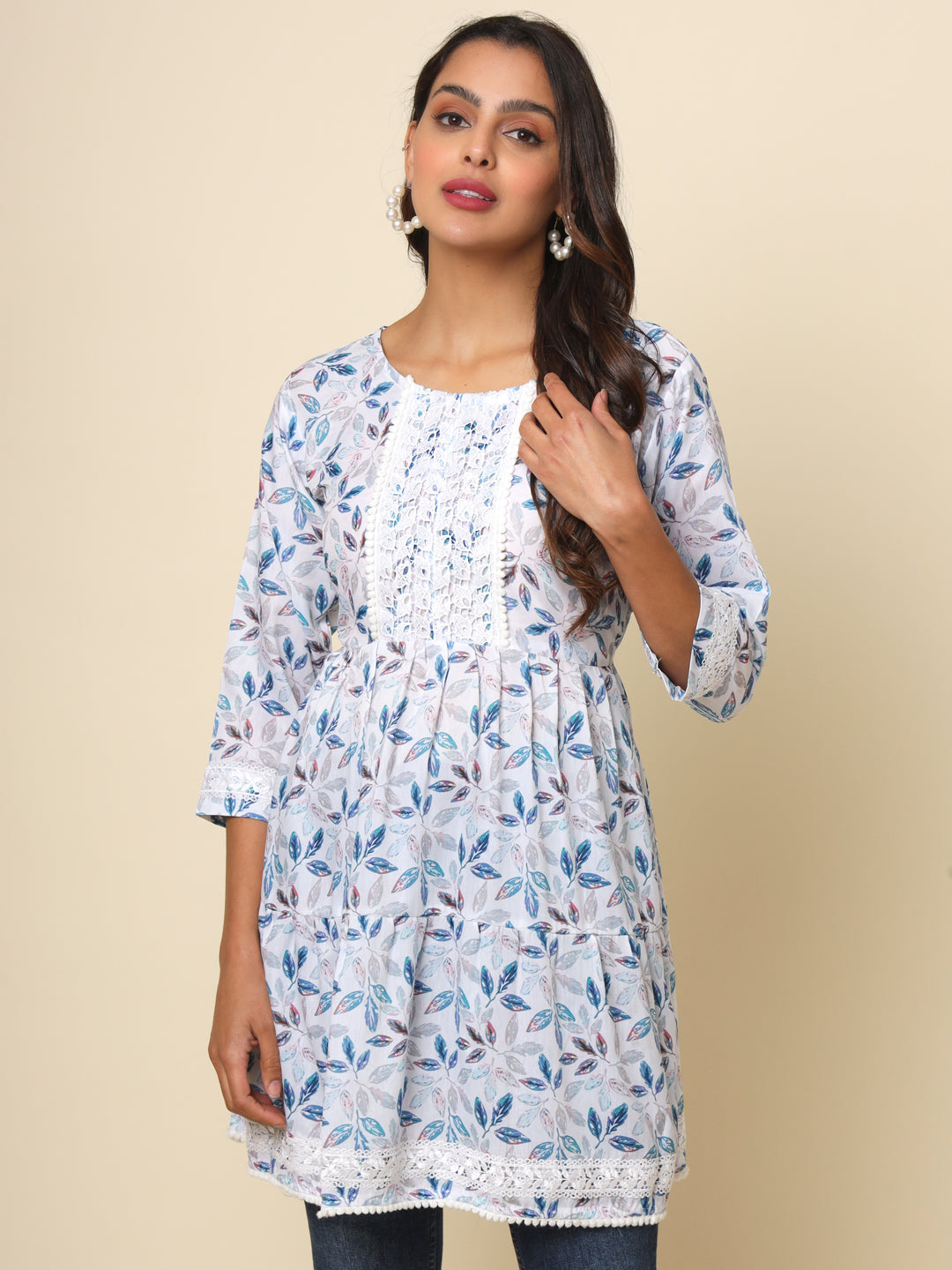 Stylish White Kurta | Cotton Ethnic Wear with Designer Print and Lace