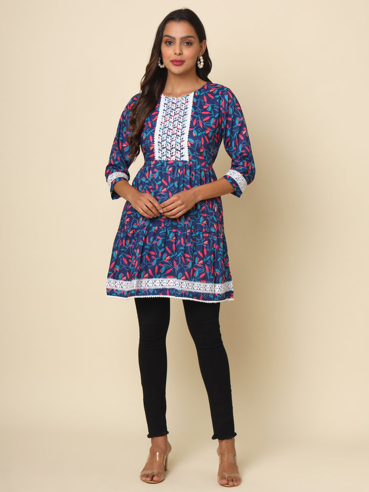 Stylish Blue Kurta | Cotton Ethnic Wear with Designer Lace Detailing