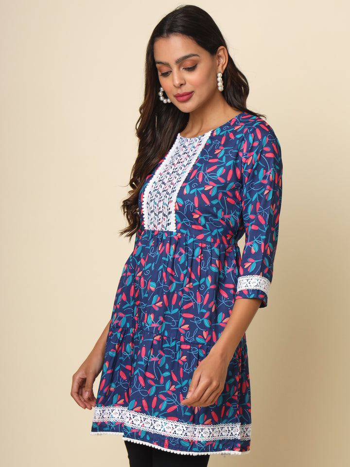 Stylish Blue Kurta | Cotton Ethnic Wear with Designer Lace Detailing