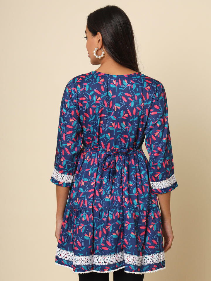 Stylish Blue Kurta | Cotton Ethnic Wear with Designer Lace Detailing