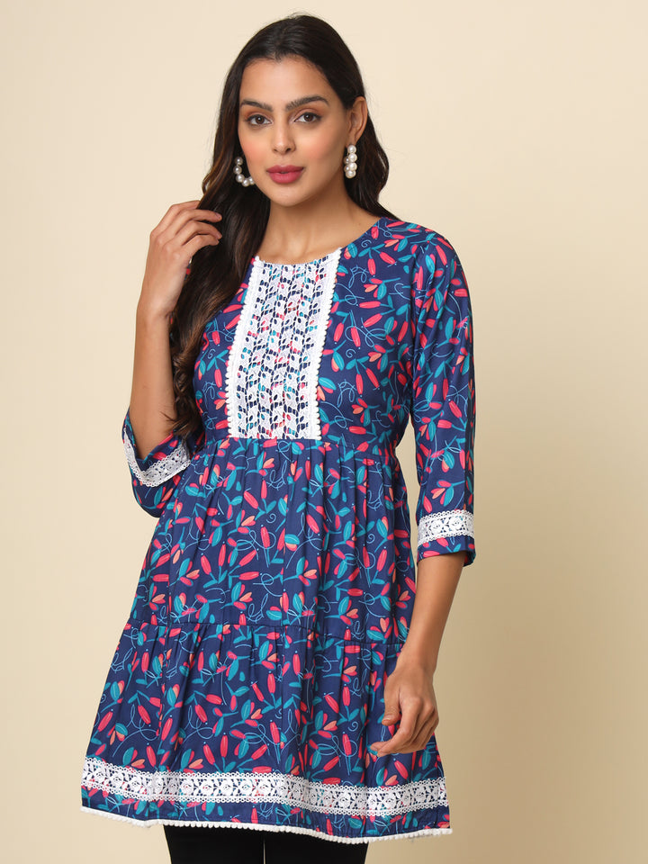 Stylish Blue Kurta | Cotton Ethnic Wear with Designer Lace Detailing