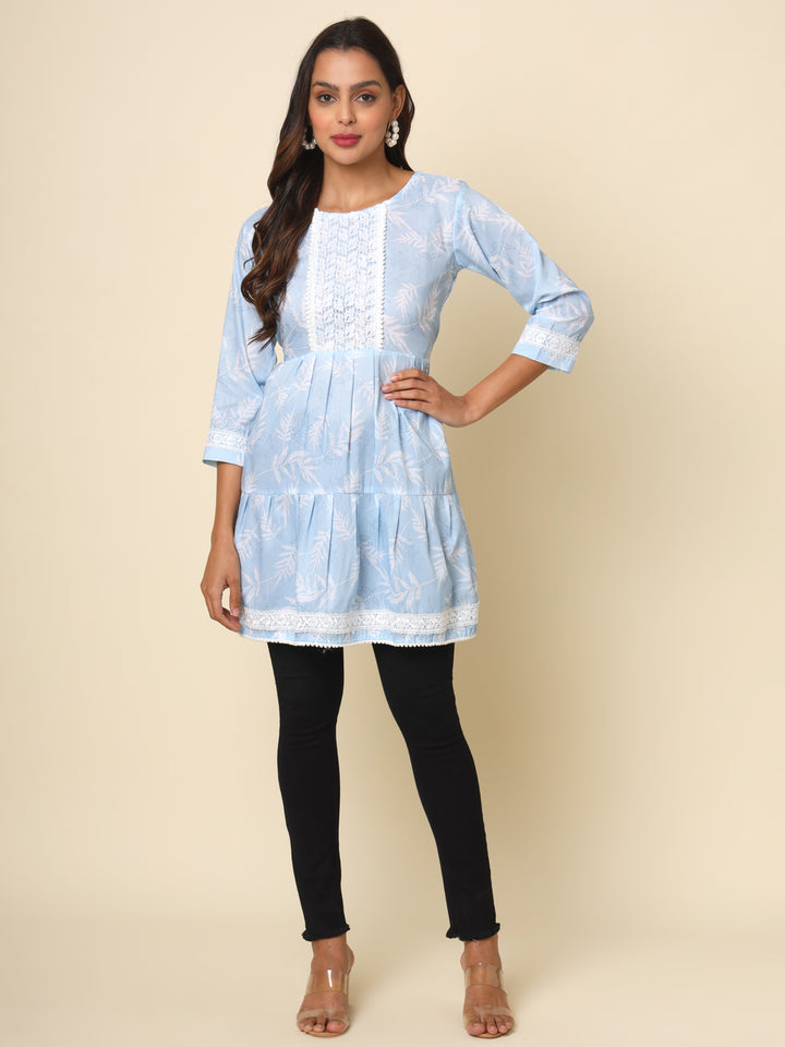 Stylish Sky Blue Kurta | Cotton Ethnic Wear with Designer Prints